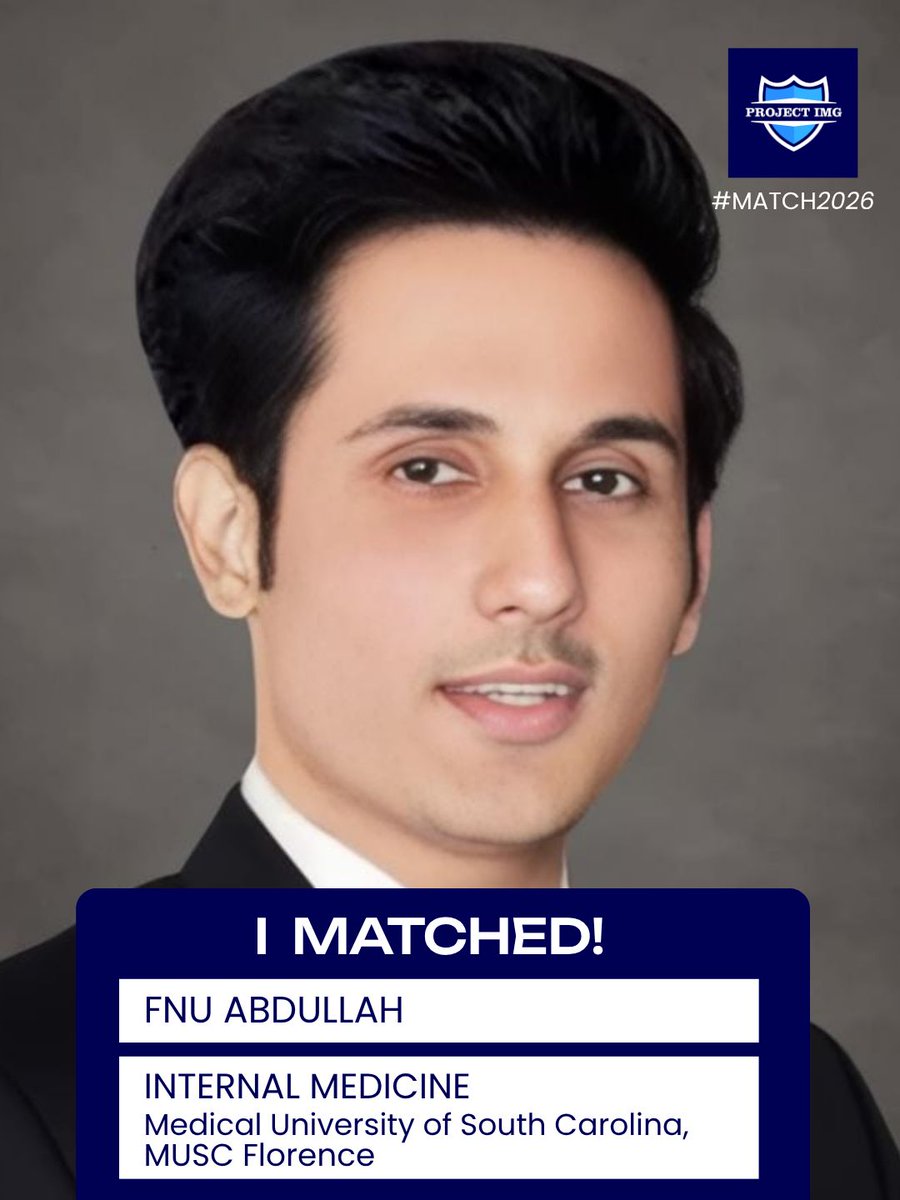 ProjectImg's tweet image. “If you can stay consistent, you can achieve anything.”

Congratulations, Dr. Abdullah on matching into Internal Medicine at the Medical University of South Carolina 🎉

Wishing you continued success as you step into this new chapter! ✨

#img #residency