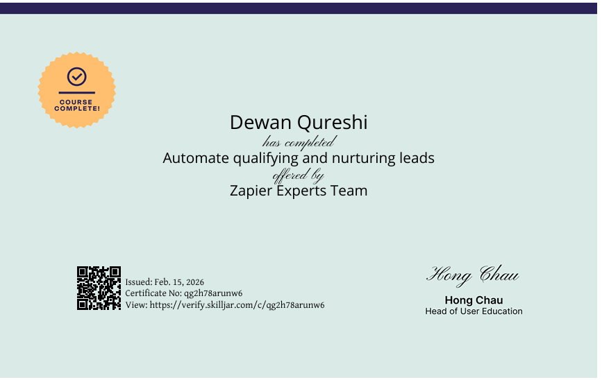 dewanjun99's tweet photo. Just completed certifications on lead generation, nurturing, conversion, and onboarding automation.

Most businesses don’t have a tool problem — they have a system problem.

That’s where automation actually makes the difference.

#Automation #Zapier #NoCode  #CRM  #Make #SaaS https://t.co/jgZBKqrNYz