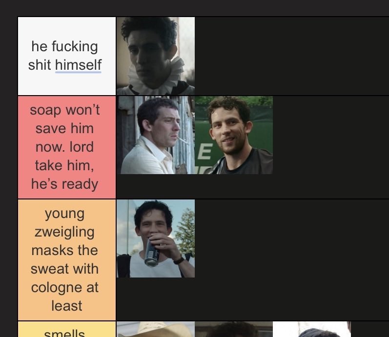 terri_fried's tweet image. new contestant for my “worst smelling josh characters” tier list, thanks to bridgend