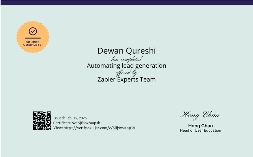 dewanjun99's tweet photo. Just completed certifications on lead generation, nurturing, conversion, and onboarding automation.

Most businesses don’t have a tool problem — they have a system problem.

That’s where automation actually makes the difference.

#Automation #Zapier #NoCode  #CRM  #Make #SaaS https://t.co/jgZBKqrNYz