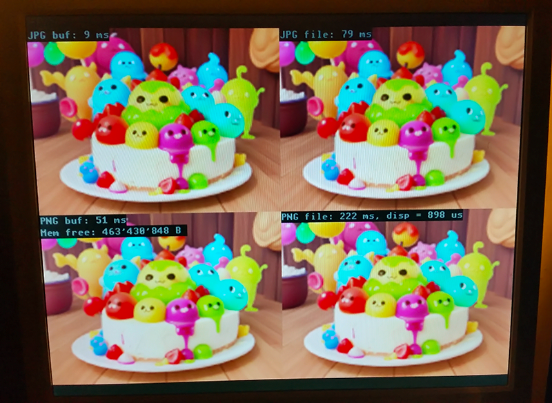 NemecekPanda38's tweet image. Bare-metal #PiLibSDK library with Pi Zero 2 and #ZeroPC: Added support for JPG and PNG images - decoding images from file, memory, or a stream. This will reduce disk space usage and speed up program loading.