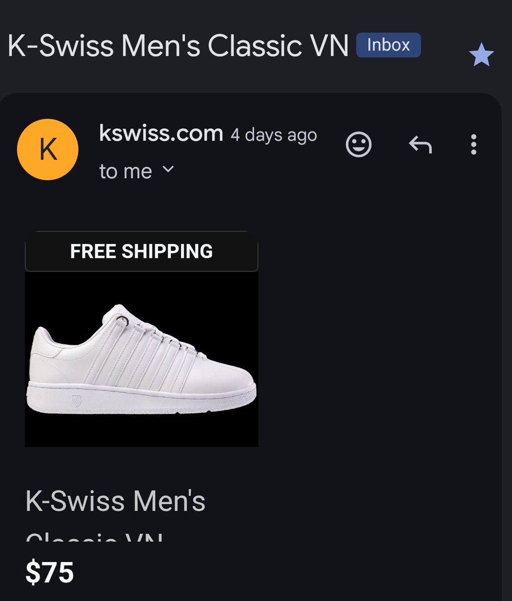 LikeAMailman's tweet image. Jefro’s latest obsession: K-Swiss. He swears it’s been forever since he’s seen a pair… Then like Beetlejuice, say the name three times and boom! K-Swiss pops right into his email ads, speaking it into existence #kswiss #spotifypodcast #applepodcasts #podcast #shoes