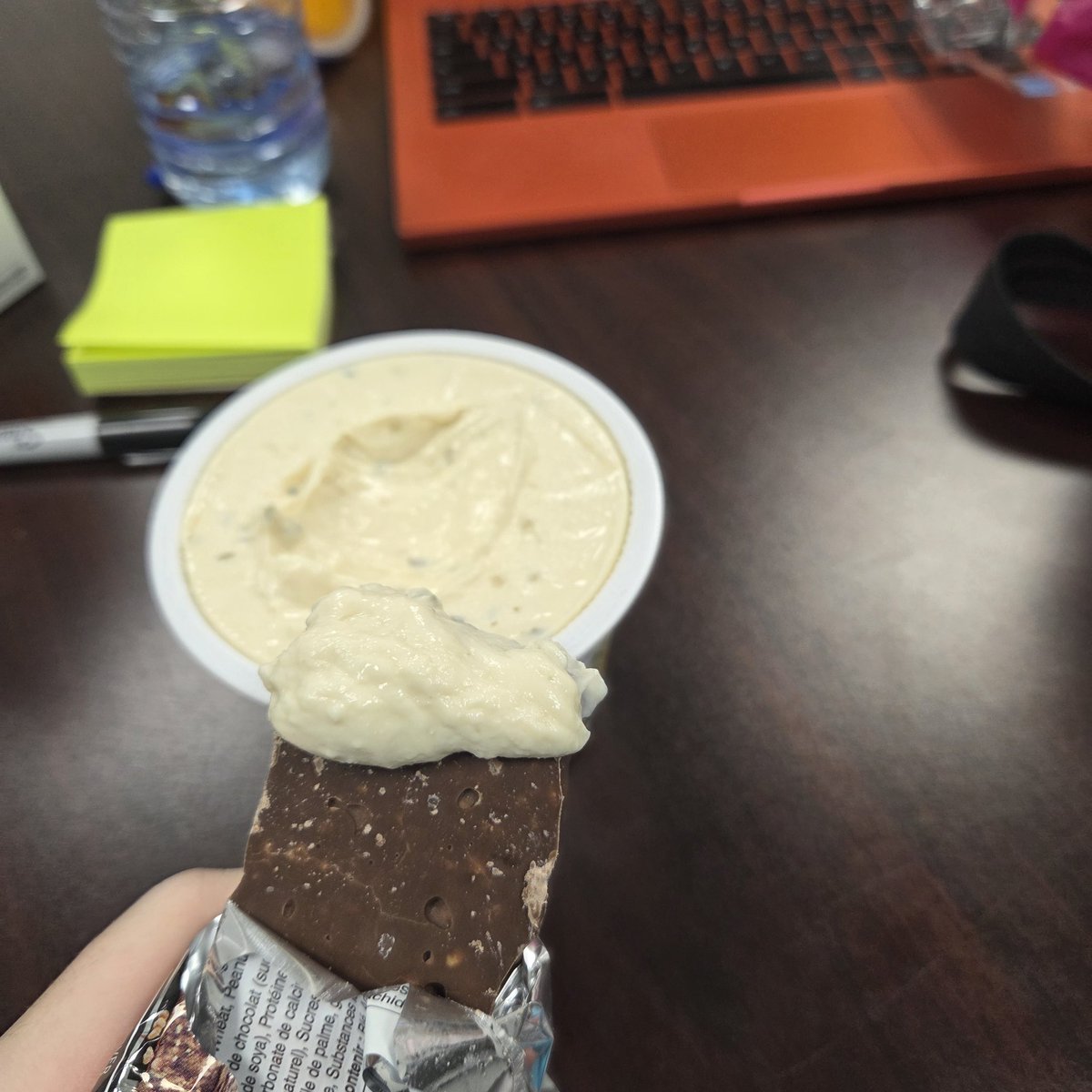 Chocolate bar with dill pickle dip 🤤🤤