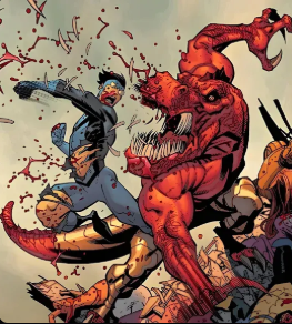 Vellosidadi's tweet photo. tava assistindo invincible com @jujebinha  e 

esse é o Dinosaur das hqs/// Serie https://t.co/aDZdR8iOOf