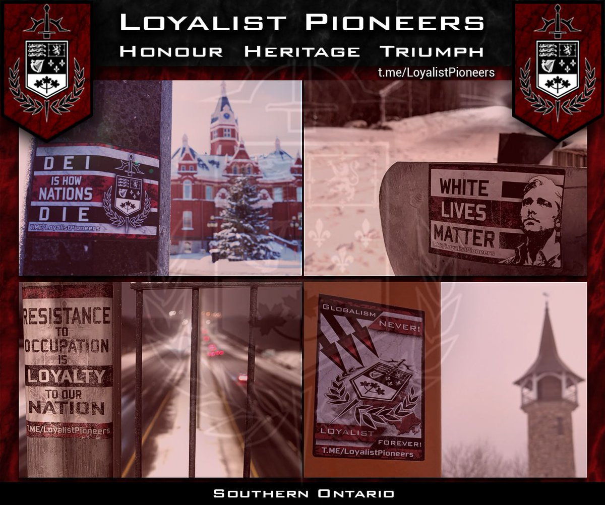 wehrmonkey's tweet photo. Loyalist Pioneers placed promotional materials in Southern Ontario.

Follow us on Telegram:
https://t.co/TWrqQoqv5q
LoyalistPioneers@proton.me

For the Honour of our People!
For the Heritage of our Nation!
For the Triumph of the Canadian will! https://t.co/NwkpUcVuvd