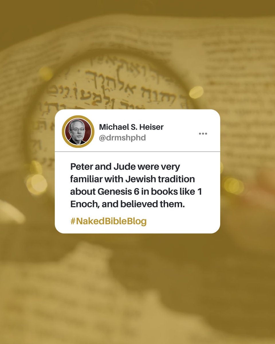 DRMSHPhD's tweet image. Genesis 6 connects with 2 Peter &amp;amp; Jude. Both reflect Jewish traditions (1 Enoch) about the “Watchers” who sinned, were imprisoned, and sought Enoch’s intercession. 

Learn more: 
drmsh.com/baptism-spirit…

#Bible #Torah #Genesis6 #Heiser #Theology