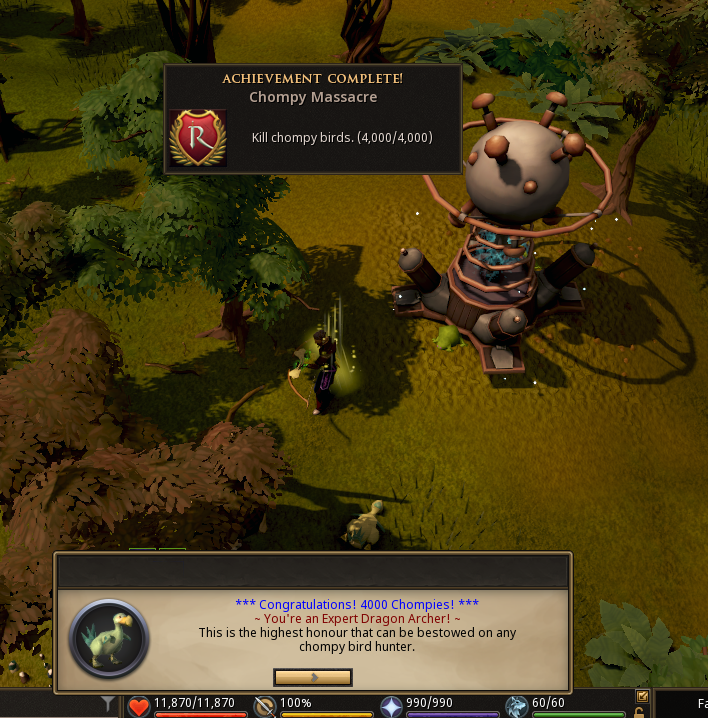 I'm finally done with the chompies! One of the worst requirements done, however, the grind continues. 110 RuneCrafting is next on the list!