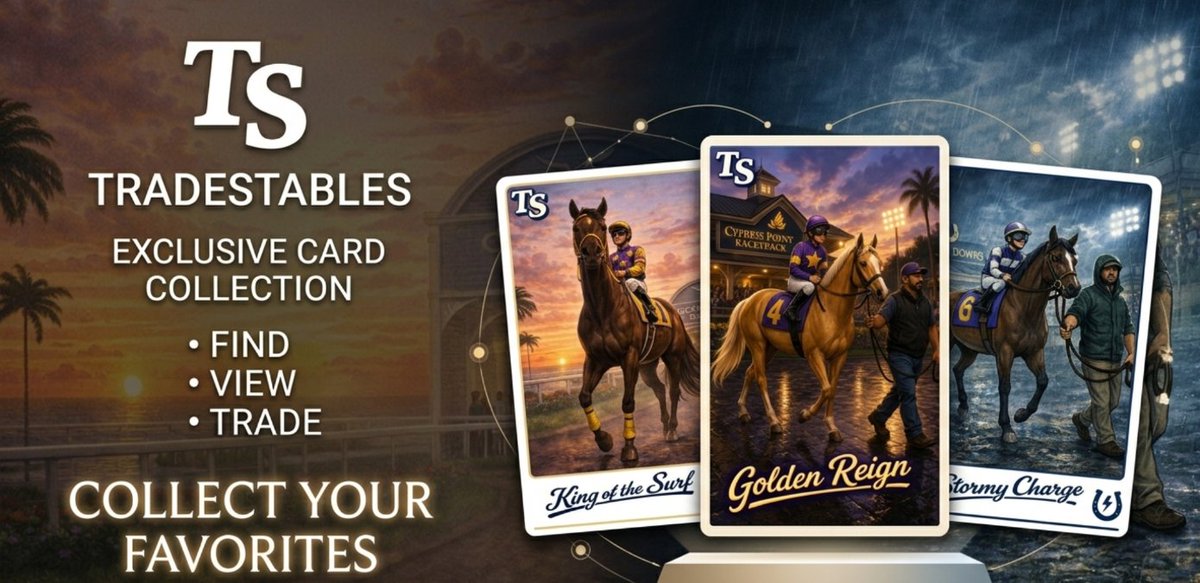 Tradestables's tweet photo. 🚨PADDOCK SET JUST DROPPED!
- NEW horse cards to chase 🐎
- 1 NEW Award card to chase...while you can ⏱️
👉Get in early! 👇
https://t.co/2PgCdwFi98
Let’s build
#PADDOCK #Tradestables https://t.co/bPbb79tgKs