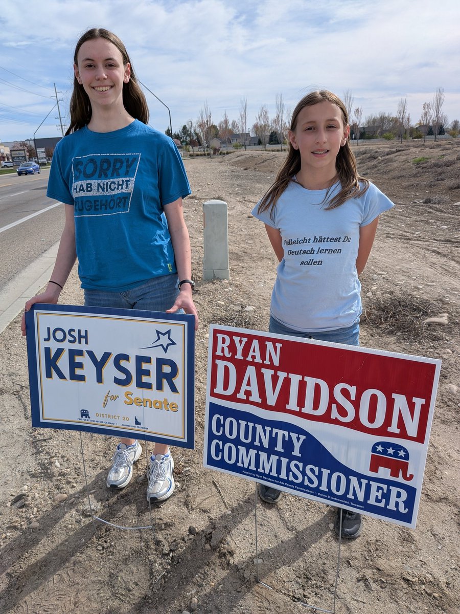 SpoonForIdaho's tweet photo. It's primary season!

Who needs candidate yard signs? I can get you hooked up with yard signs for:
- Ryan Davidson (@Ryan4Commish; Ada County Commissioner)
- Josh Keyser (@JAKeyser, LD-20 Senate)
- Greg Ferch (@ferch4idaho; LD-22 House)
- Chris Bruce (@ChrisBruceID; LD-23 House) https://t.co/hGAsclkRXE
