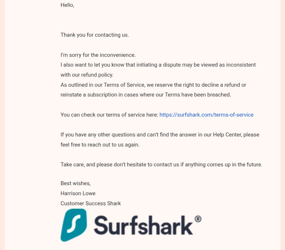 _JulesCh's tweet photo. Hey @Surfshark, you successfully collected my payment via PayPal, but now you’re blocking my access to the service as "punishment" for opening a dispute through the payment service you chose?🚩
​Keeping the money while refusing service is illegal
​Reported to ECC.#Surfshark #Scam https://t.co/e8qfOM0S9D