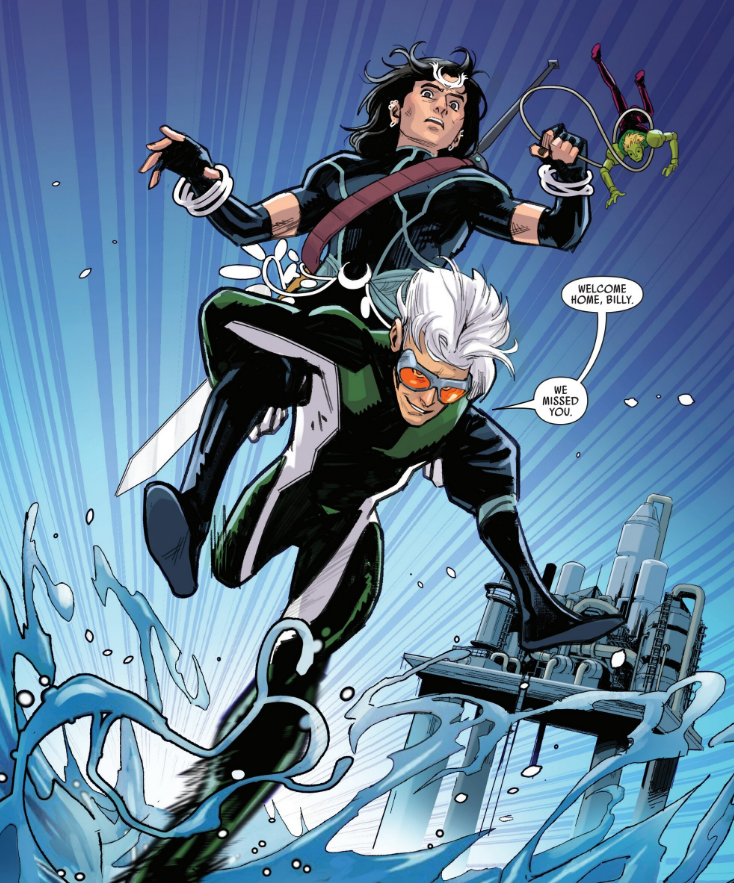 SiteJamesons's tweet photo. O Célere correndo com o Wiccano nas costas, nas páginas de Wiccano: Caminho das Bruxas #4, HQ lançada essa semana, foi muito fofinho ❤️

Os dois são filhos da Wanda e, no MCU, são interpretados por Joe Locke e Ruaridh Mollica. https://t.co/XzyfAQ7jlQ