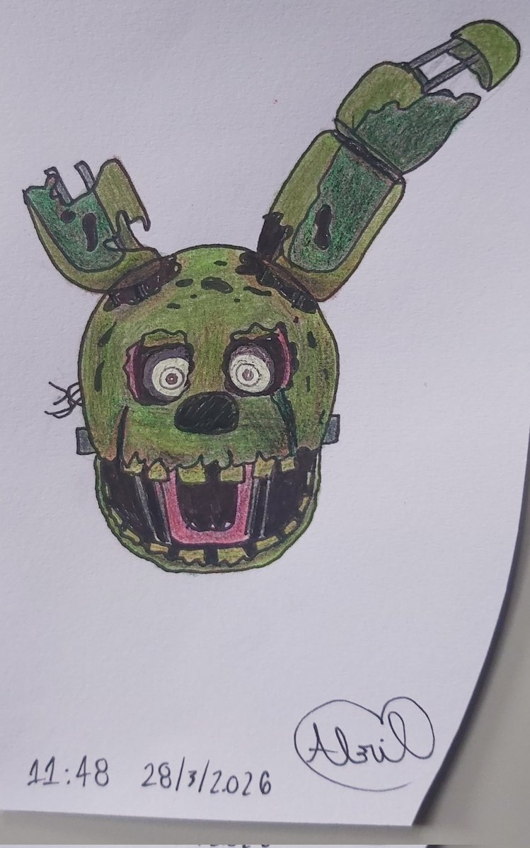 April_fnaffan's tweet image. Un dibujo de Springtrap que hize hoy. Primer dibujo coloreado que hago
#FNAF
#FNAF3
#Springtap
#Draw