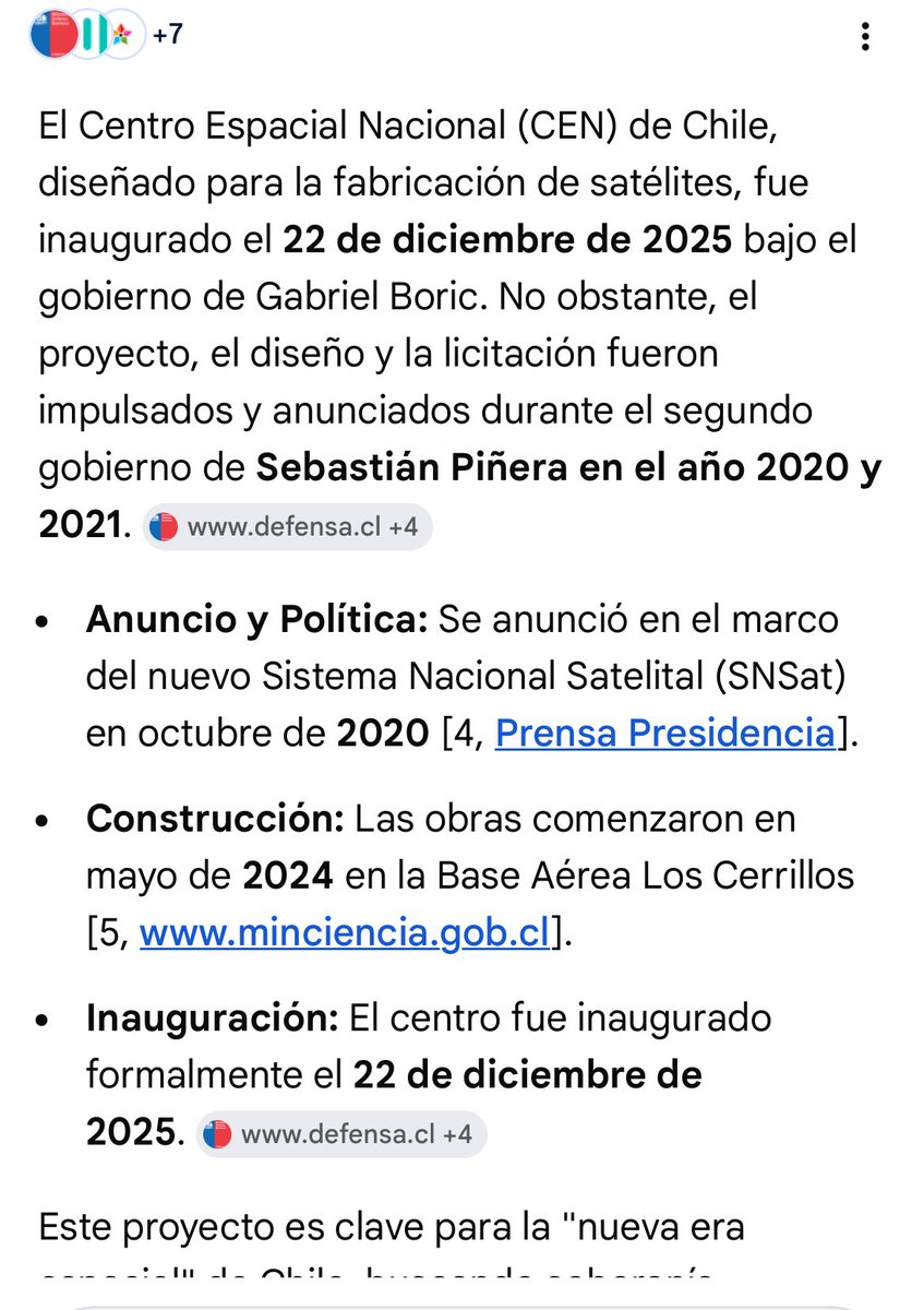 Falso  el centro espacial Nacional fue gestionado en el Gobierno del Presidente Piñera
Para variar Boric solo cortó cintas 
Para variar otro Fake del “vecino” Hernán que vive en del sector de  diagonal Paraguay  con Lira
