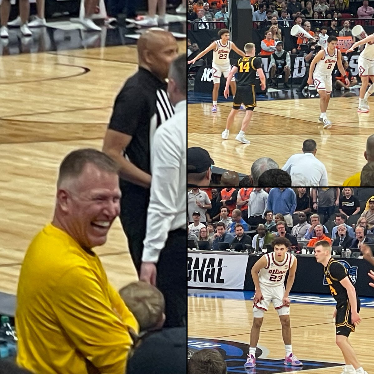 StarcadeMediaKC's tweet image. Liberty native Bennett Stirtz leading the way for Iowa with 15 points as the Hawkeys lead Illinois 32-28 at halftime with a trip to the #Final4 on the line . Great to see #LHS legend Roger Stirtz on hand enjoying the epic moment at hand. 

📷 Brandon Walter