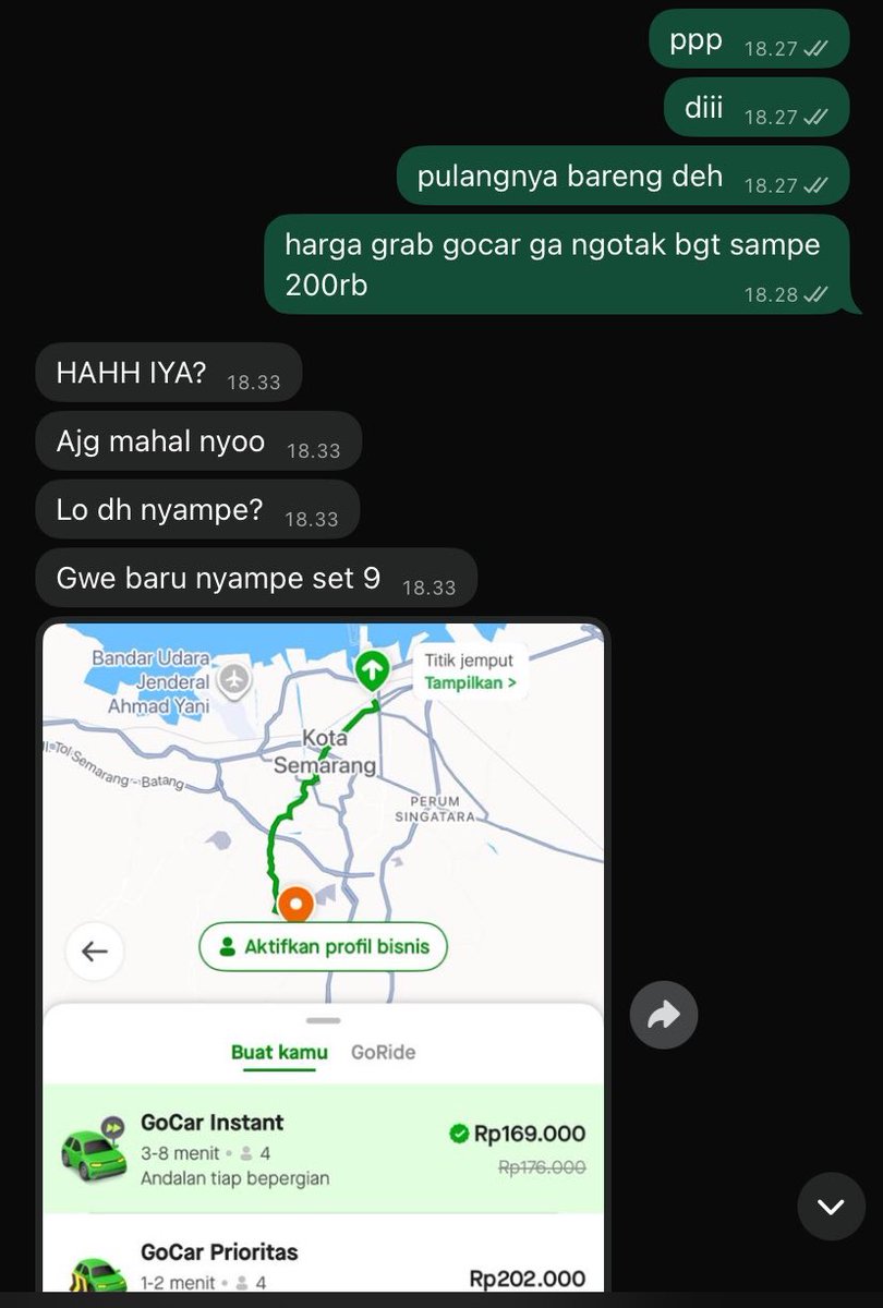 fr4npdf's tweet photo. drama balik semarang: h-30 kereta berangkat masi di jalan, akhirnya cancel dan beli tiket lagi. harga grab gocar sampe 200 bgt shit?! https://t.co/e4NK0UrAyO