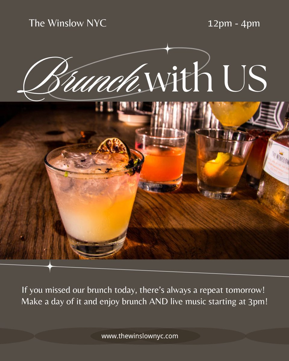 Missed brunch today? Don’t worry—we’ve got you tomorrow. 😎🍳

Join us at The Winslow from 12PM–4PM for all your brunch favorites, then stick around because the vibes keep going with live music starting at 3PM.
thewinslownyc.com