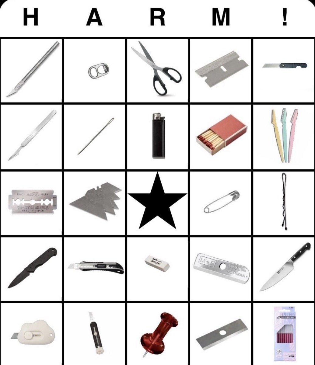 Islarater's tweet photo. SH BINGO!! (By @M4rzY4y_backup ) #shTwt #twt #suicidetwt #edtwt #goretwt https://t.co/xvVXD7Kjeo