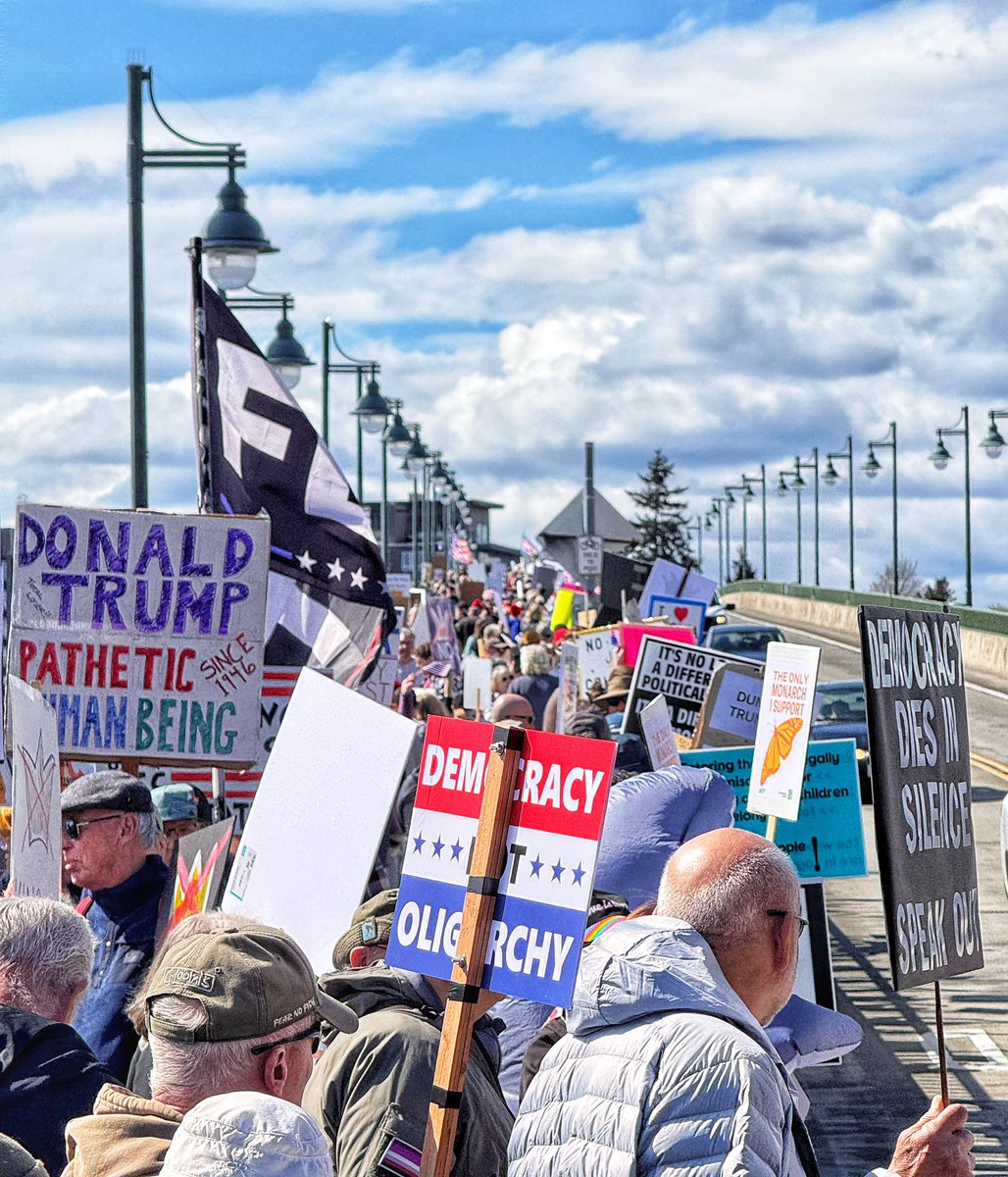 LibbyDoyle9's tweet photo. After the protest in our tiny town, (go, tiny Seabeck!) we headed on over to Manette Bridge in Bremerton, WA, for the bigger protest. https://t.co/mk5yvfhtgh