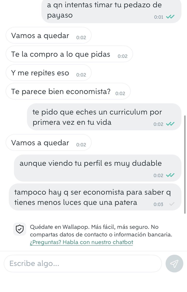 estoy llorando con la chinada q he tenido con este ser por Wallapop