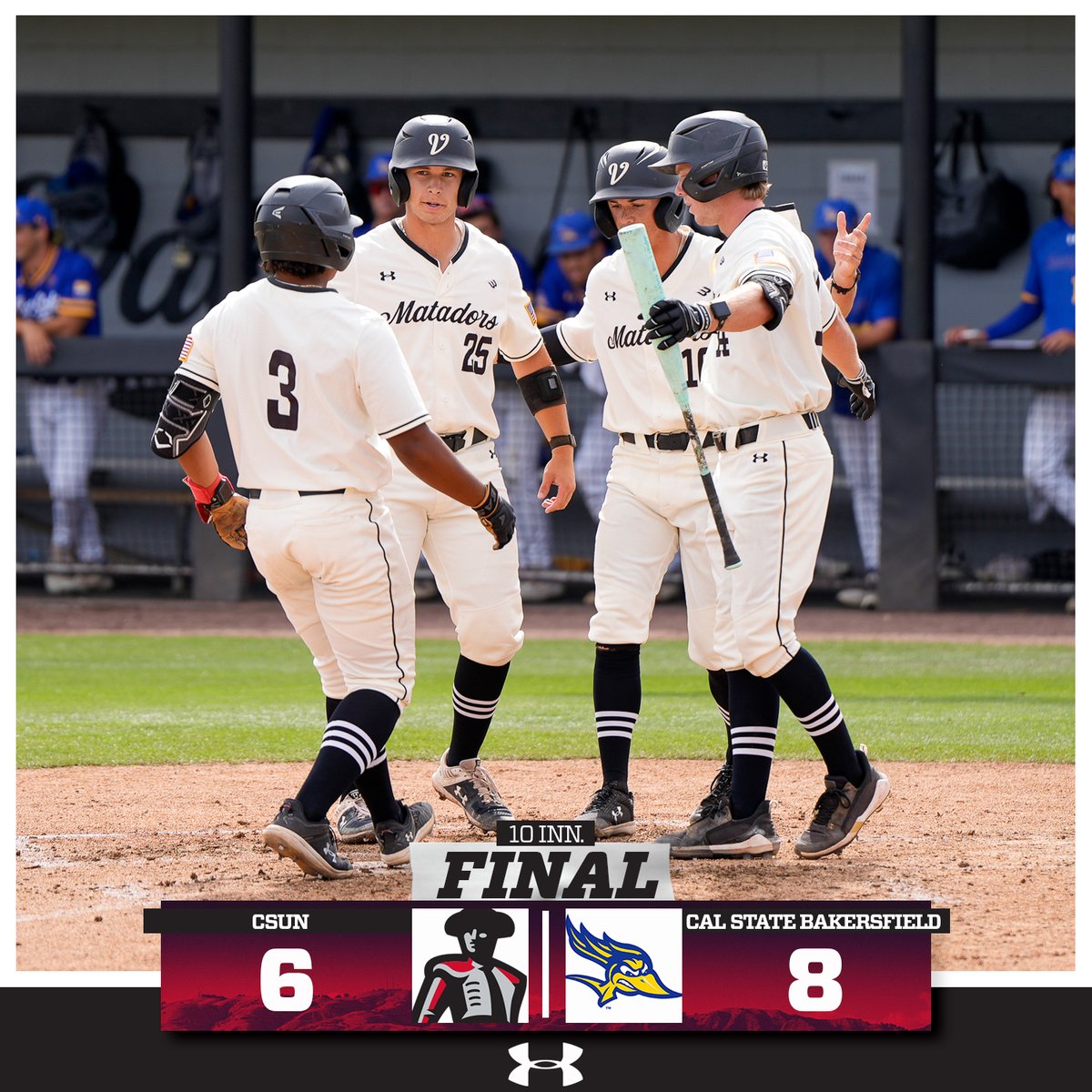 CSUNBaseball's tweet photo. CSUN came all the way back from a 6-0 deficit but falls to Bakersfield in 10 innings.

Series finale tomorrow at 1 PM.

#GoMatadors https://t.co/LbDRKHyZWA