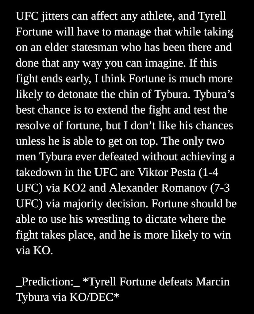 LiamPicksFights's tweet image. Tyrell Fortune via KO/DEC, as it was written for my friends @RotoGrinders