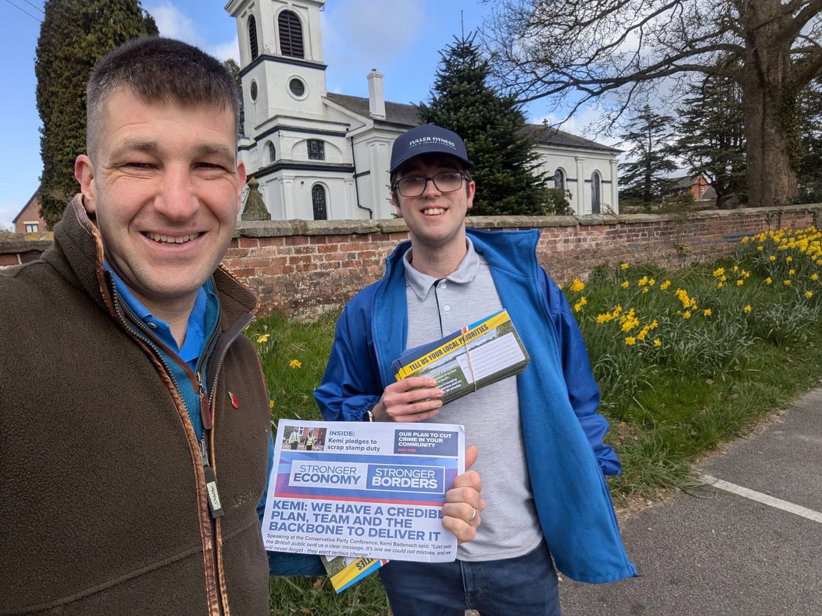 toryshaun's tweet photo. Great to be out in Woore yesterday delivering KDC Surveys and National Magazines to residents in my capacity as Division Representative for Market Drayton East and Rural! Thank you to those we spoke to, and those who’ve filled in the forms. We look forward to being back out in the coming weeks! 

@conservatives @kevinhollinrake @jamescleverly #conservatives @KemiBadenoch #youngconservatives @Young_Tories