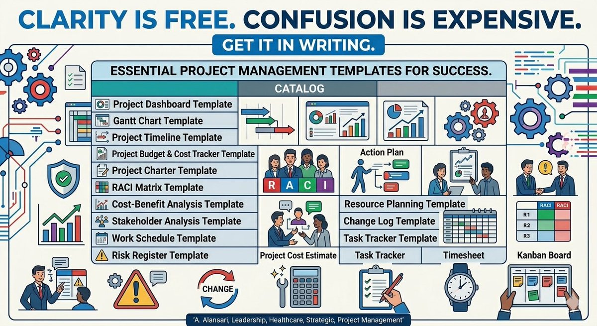 MsAlansari's tweet photo. From Strategic Prioritization and RACI Matrices to real-time Risk Registers and Cost Trackers, our PMO is officially powered by a full suite of professional frameworks. 

Check out the toolkit driving our transition:
✅ Project Dashboards & Gantt Charts
✅ Resource Planning & Stakeholder Analysis
✅ Cost-Benefit & Budget Tracking
✅ Kanban Boards & Action Plans

#ProjectManagement #PMO #Strategy #Efficiency