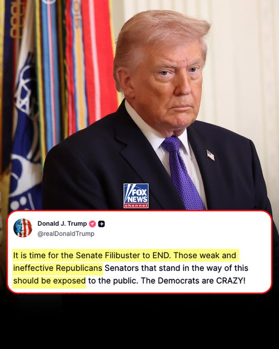 President Trump called for an end to Senate obstruction of proceedings and said Republicans who oppose the move should be exposed.