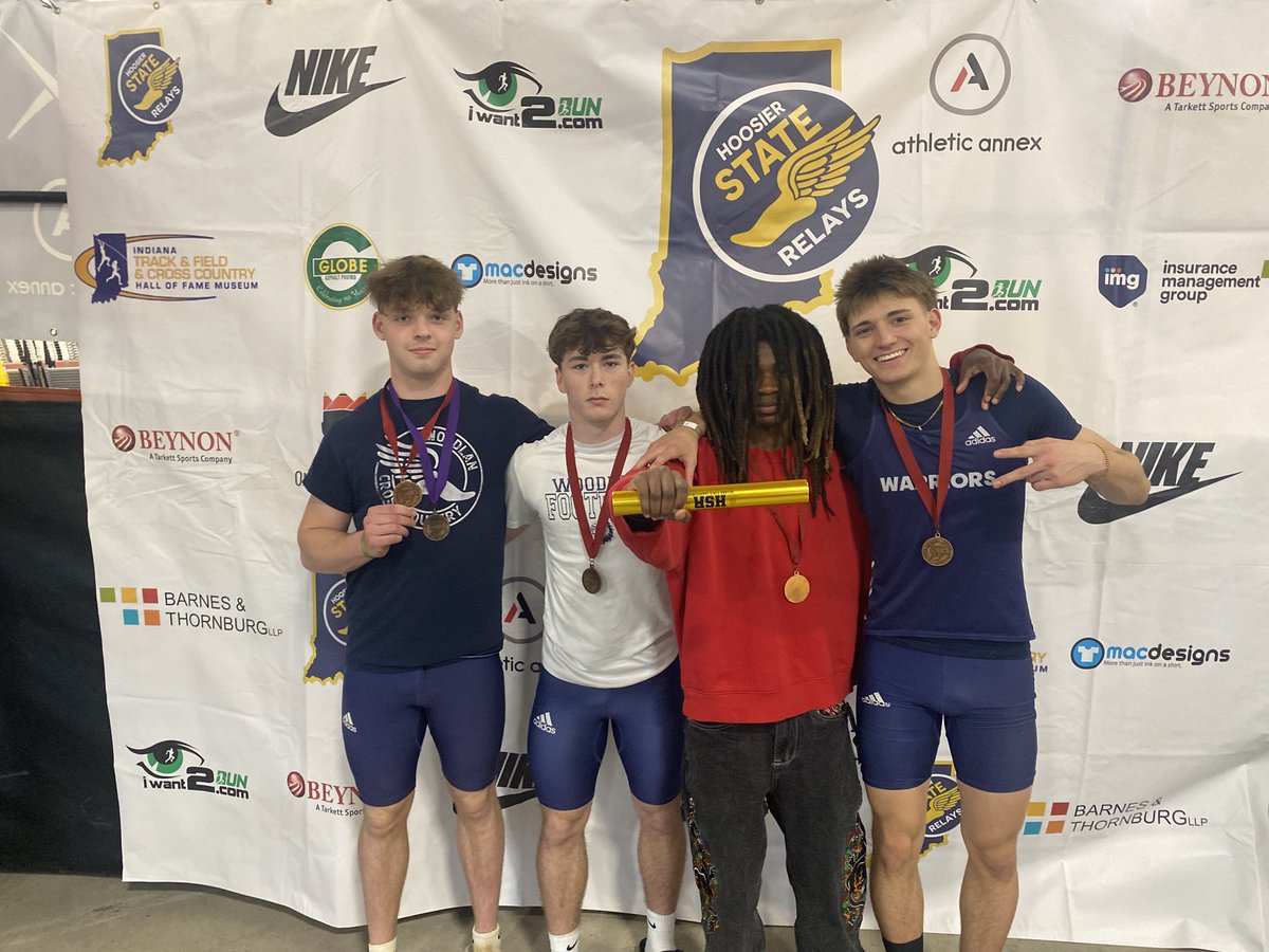 FieldWoodlan's tweet photo. The Warriors had a great day at the HSR in Indy, placing 19th for 1A-3A. Congrats to all but especially to June Suel, Noah Ames, Eli Washler, and Shaiden Snyder who earned All-State honors in the 4x200. Eli also made All-State in the Long Jump! Great Job Warriors! https://t.co/Bb4SoAhwxt
