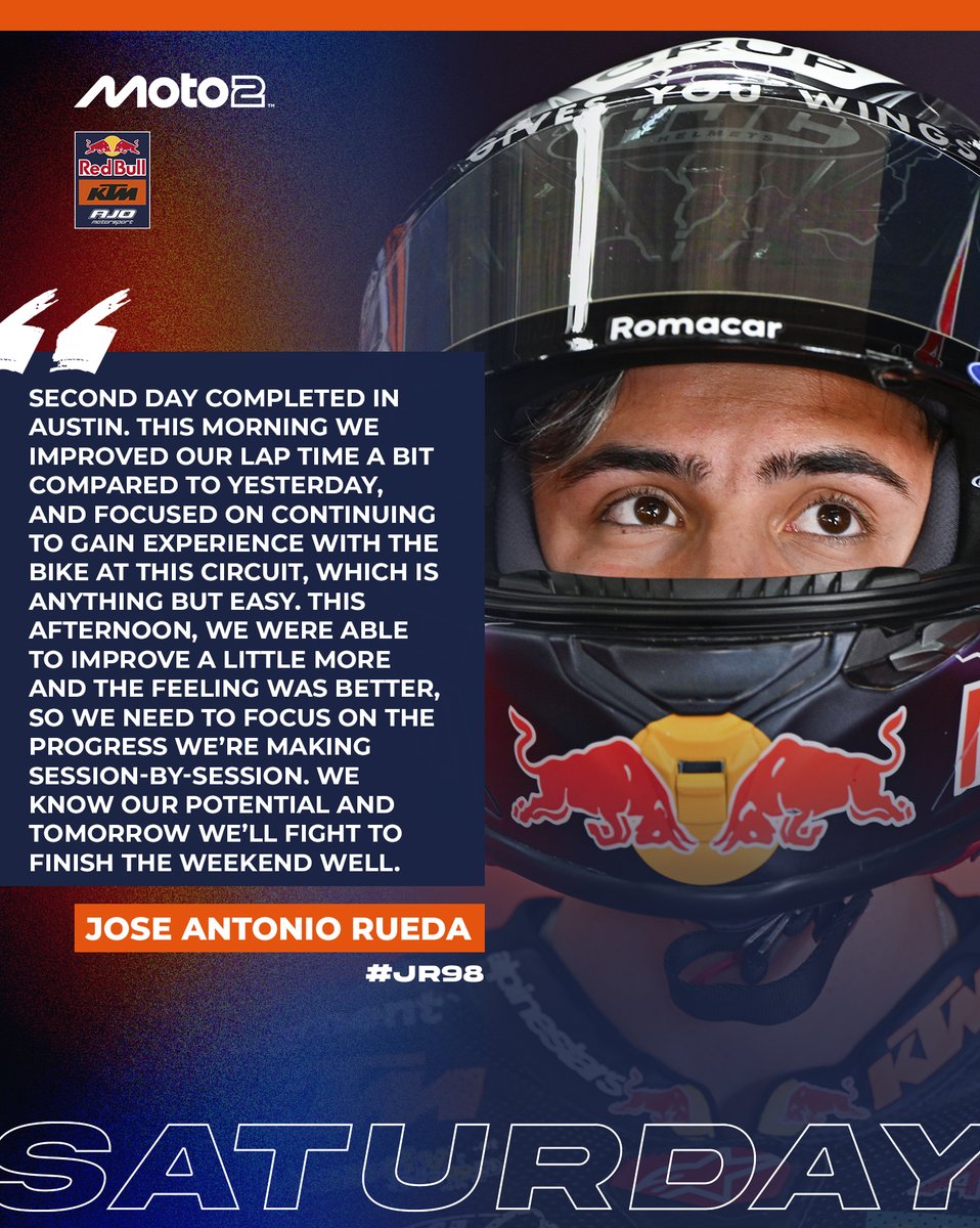 RedBull_KTM_Ajo's tweet image. 🎙️ Jose Antonio Rueda

| #JR98 | #Moto2 | #Day2 | #USGP🇺🇸 |