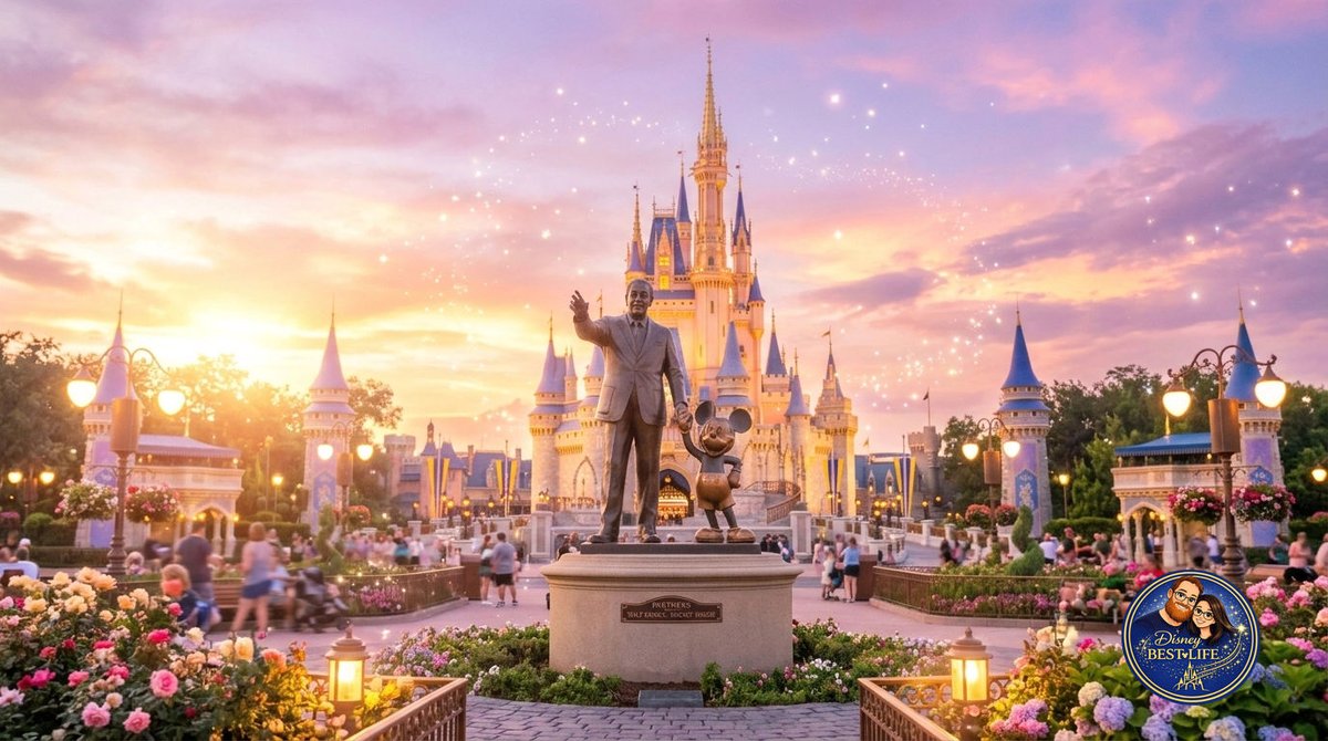 DisneyBestLife's tweet photo. 🤝 'I think most of all what I want Disneyland to be is a happy place...' – Walt Disney. This statue was dedicated on Mickey’s 65th birthday in 1993! 🏰 It captures the bond between a man and his dream. https://t.co/sBwb4oY70y