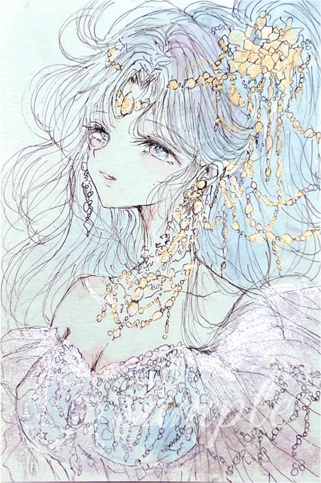 本日までヤフオク出品しています アンティークな額装済みでのお届けです よろしけれぜひ #イラスト #透明水彩 #額装原画