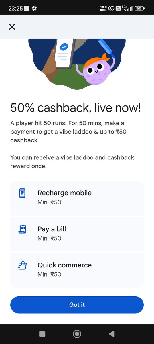Proguru77's tweet photo. @GooglePayIndia I did a recharge while this offer was live still I didn't recieve my cashback and also the task didn't count https://t.co/W3rVj54ly8