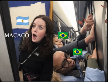 GonzaZazpiak's tweet photo. @isaacrrr7 En Brasil querían meter presa por 15 años a una turista argentina que le hizo gestos de mono (llevarse las manos a las axilas) a un negro que la había estafado en un bar y le había hecho gestos agarrándose los genitales. MACACOS https://t.co/LXnLJgVcix