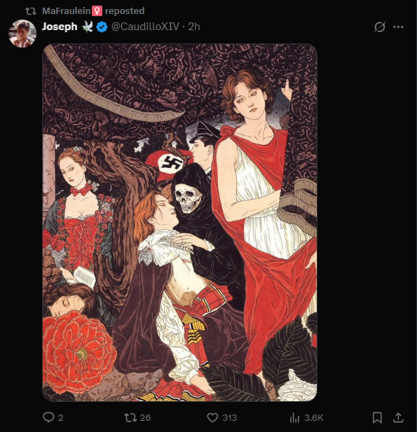 VVeldmuis's tweet photo. @Galactic_Pyro @Forcedcreation3 @GnarlyEisley @ChonkyLotus Your backup that "posts facts" is a Nazi. You STILL refuse to explain anything, you just keep crying about it. Third time's the charm. Prove you have any backing or understanding to your viewpoints instead of you just repeating drivel. What is wrong with trans kids? https://t.co/5JI26UxaWh