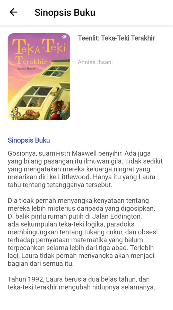 jrsytrf's tweet photo. – Teenlit: Teka Teki Terakhir
✒️ Annisa Ihsani
📅 27-29/3/26
⭐ 4.5/5

"Tidak semua hal dalam hidup kita itu berakhir sesuai kemauan kita" tapi setidaknya kita sudah berusaha dan memberikan dampak baik ke orang sekitar kita. https://t.co/KbTe6O2wzx