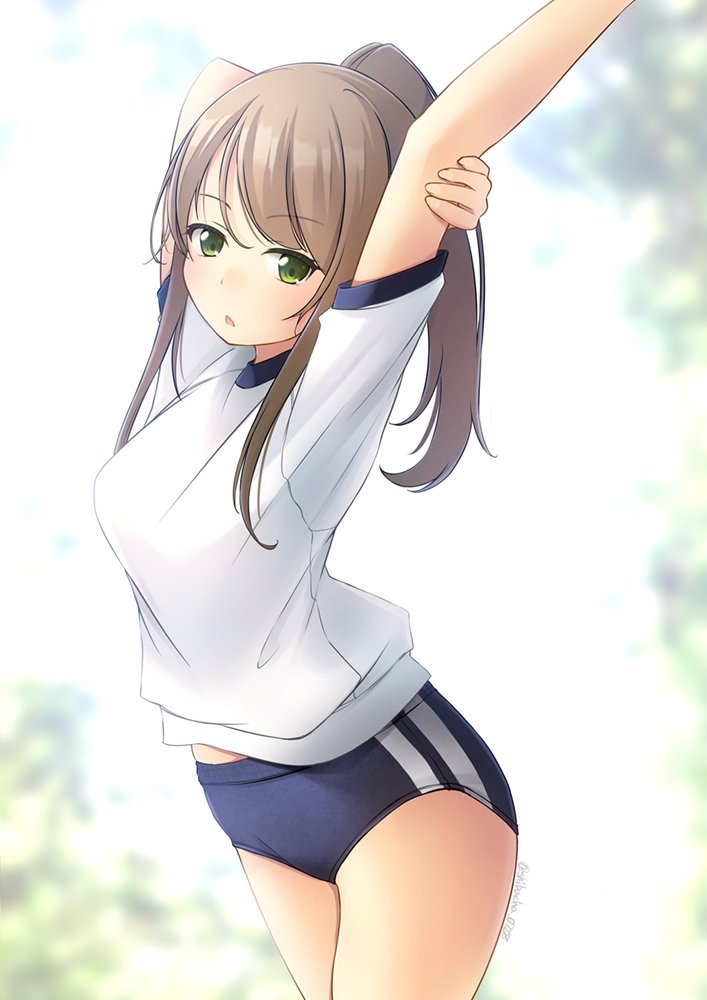 「おなかチラポニテさん【再掲】」|柴茶(しばちゃ)のイラスト