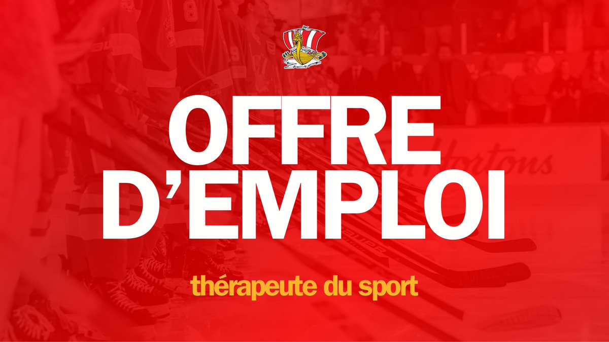 Le Drakkar est à la recherche d'une ou d'un thérapeute du sport pour compléter son département hockey!

Les candidats ont jusqu'au vendredi 10 avril pour manifester leur intérêt! Les détails et procédures d'embauche se trouvent sur notre site web.

💼 » chl.ca/lhjmq-drakkar/…