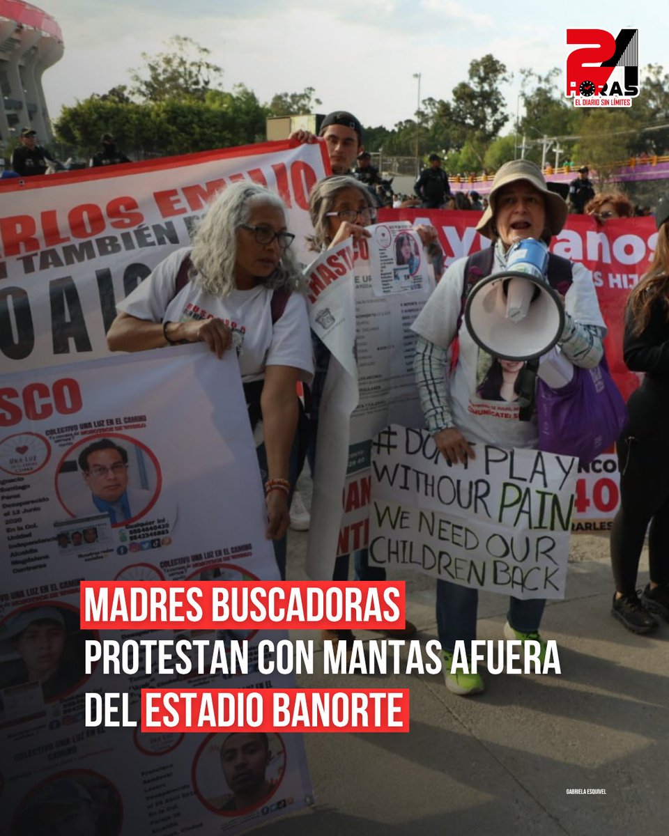 "México campeón, en desaparición" fue parte de las consignas de madres buscadoras, durante una manifestación al exterior del Estadio Azteca, previo al partido de reinauguración entre México y Portugal.

24-horas.mx/cdmx/madres-bu…