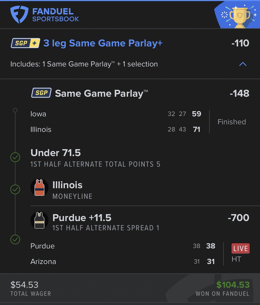 BigToney8's tweet image. BOOM!!! ANOTHER NCAAB builder win with this one @DubClub_win!! 💰💰

$54-----&amp;gt;$104 ✅✅✅

Link below ⬇️

dubclub.win/BigToney8/

#MarchMadness2026 #NCAAB #Gambling𝕏