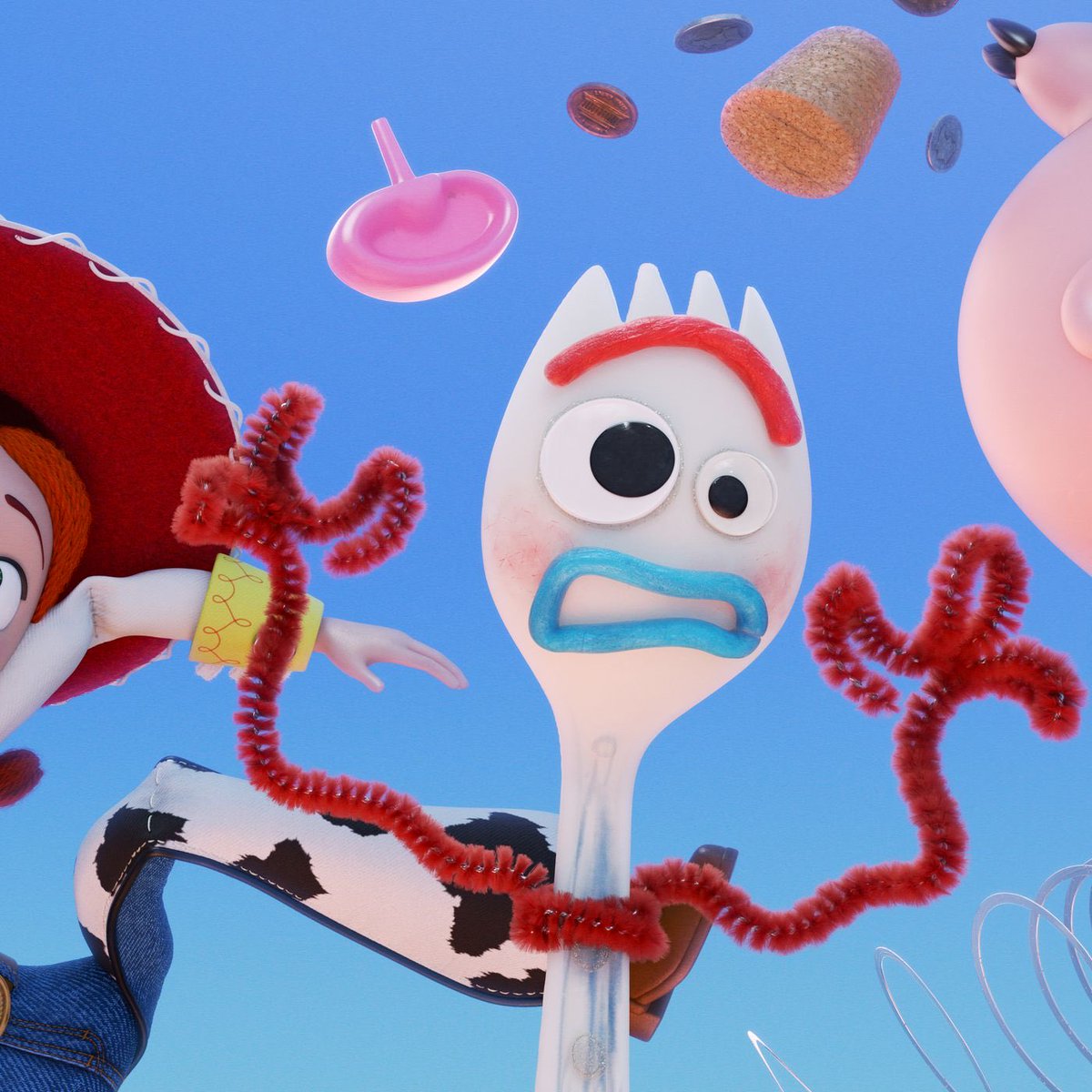 latterdaytrying's tweet photo. Forky is creation ex material propaganda. 

Bonnie forms him out of pre-existing chaotic matter and puts in to him the breath of life by writing her name on his feet. https://t.co/MTkmZbqD2x