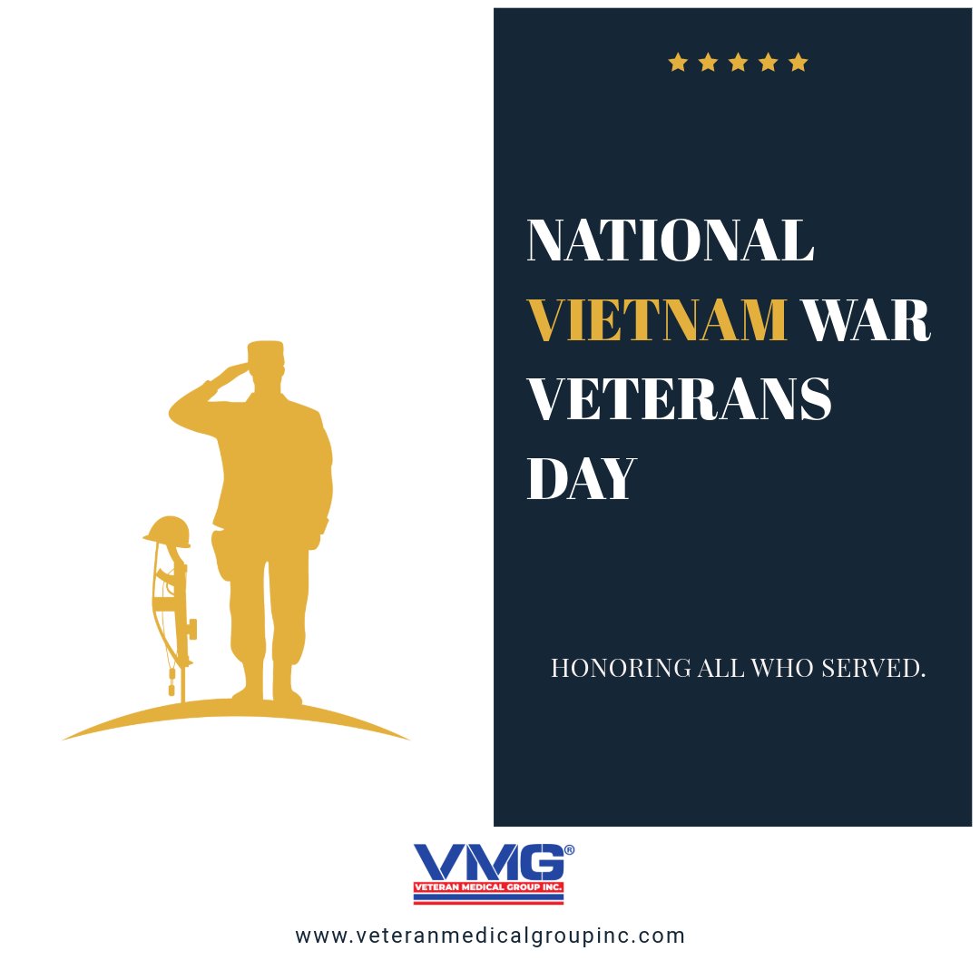 VeteranMedGroup's tweet photo. Today, we join the nation in honoring all the brave men and women who served during the Vietnam War. Your courage shaped our history, and your service will never be forgotten. 🏅

#VietnamVeteransDay #Service #Gratitude #VeteranMedicalGroup https://t.co/Obcpe00g2F