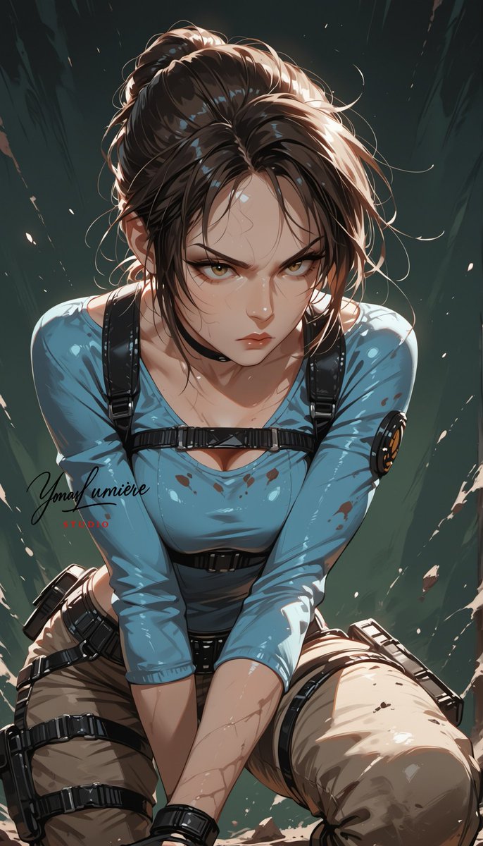 oneesan_aiart's tweet image. Lara Croft — bold, intelligent, and fearless, she ventures into the unknown with sharp instincts and the heart of a true adventurer 🔫✨ #LaraCroft #TombRaider