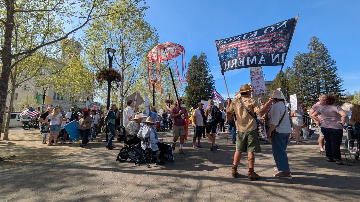 Made it to two local protests today. First in #Calistoga, CA for a noontime rally. Then, over to #SantaRosa for a march &amp; rally. Where were you 🪧 protesting for this 4th #NoKings? #NoKingsMar28