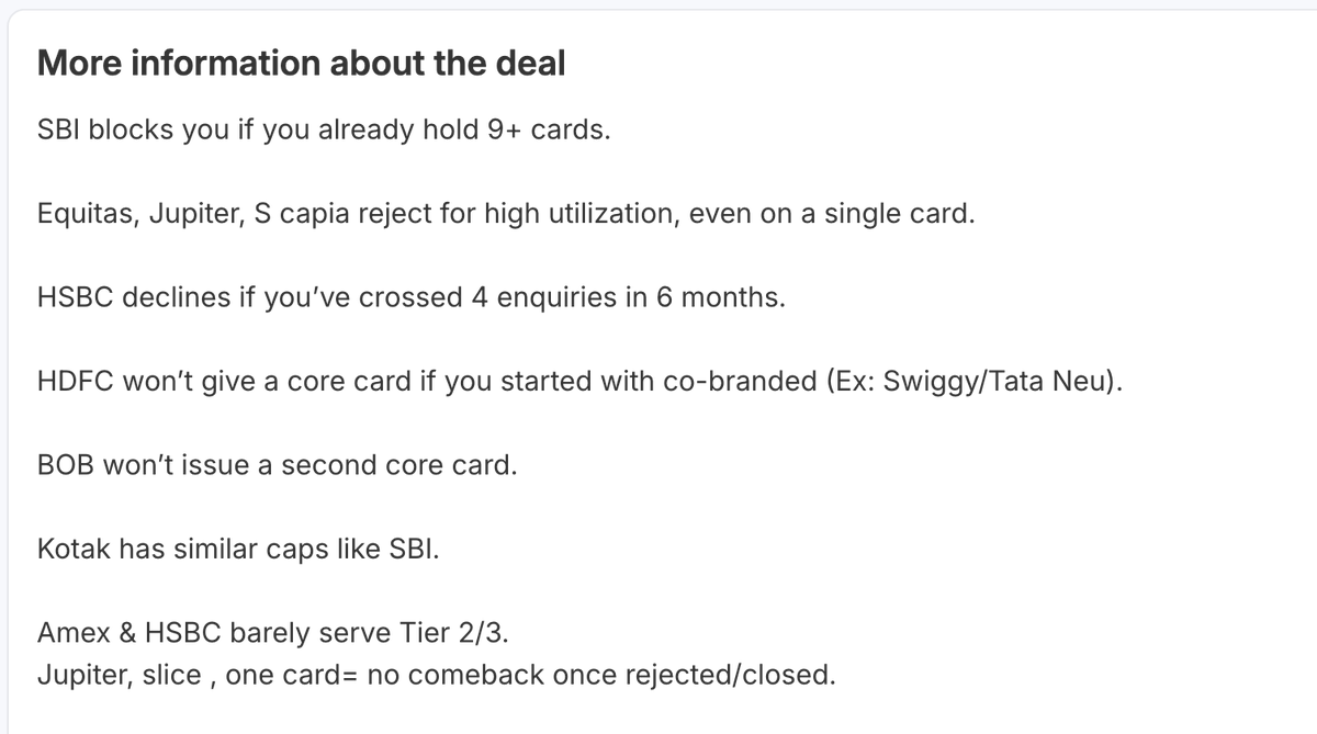 💳 Credit card rejection rules that banks don't publish — compiled by the DesiDime finance community.

👉 ddime.in/hys4