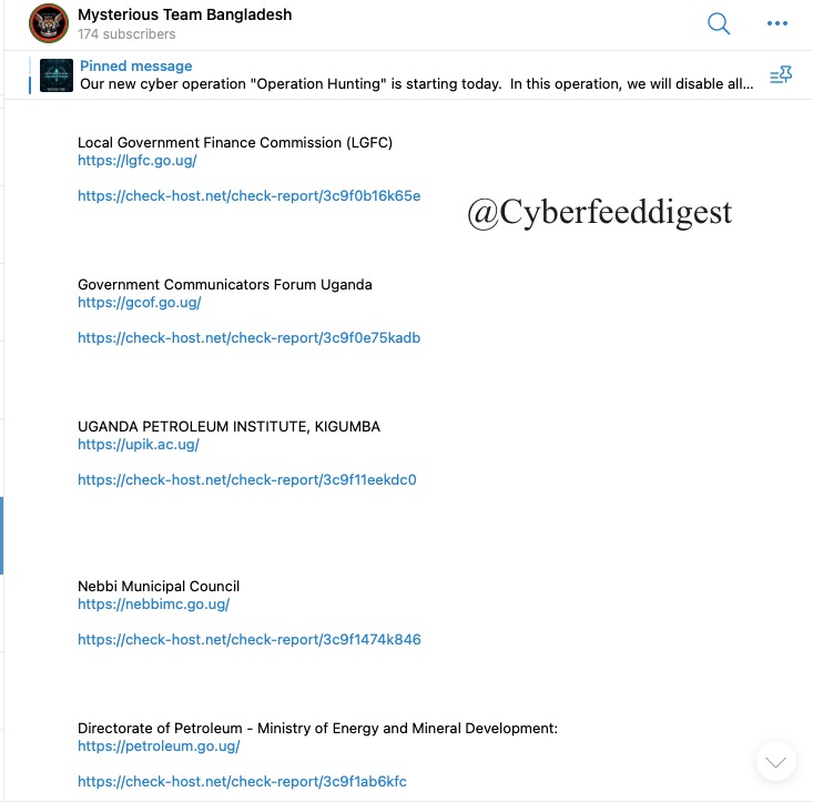 cyberfeeddigest's tweet image. The "#MysteriousteamBangladesh" targeted #Uganda with #DDOS attack:

hxxps://lgfc.go.ug/
hxxps://gcof.go.ug/
hxxps://upik.ac.ug/
hxxps://nebbimc.go.ug/
hxxps://petroleum.go.ug/