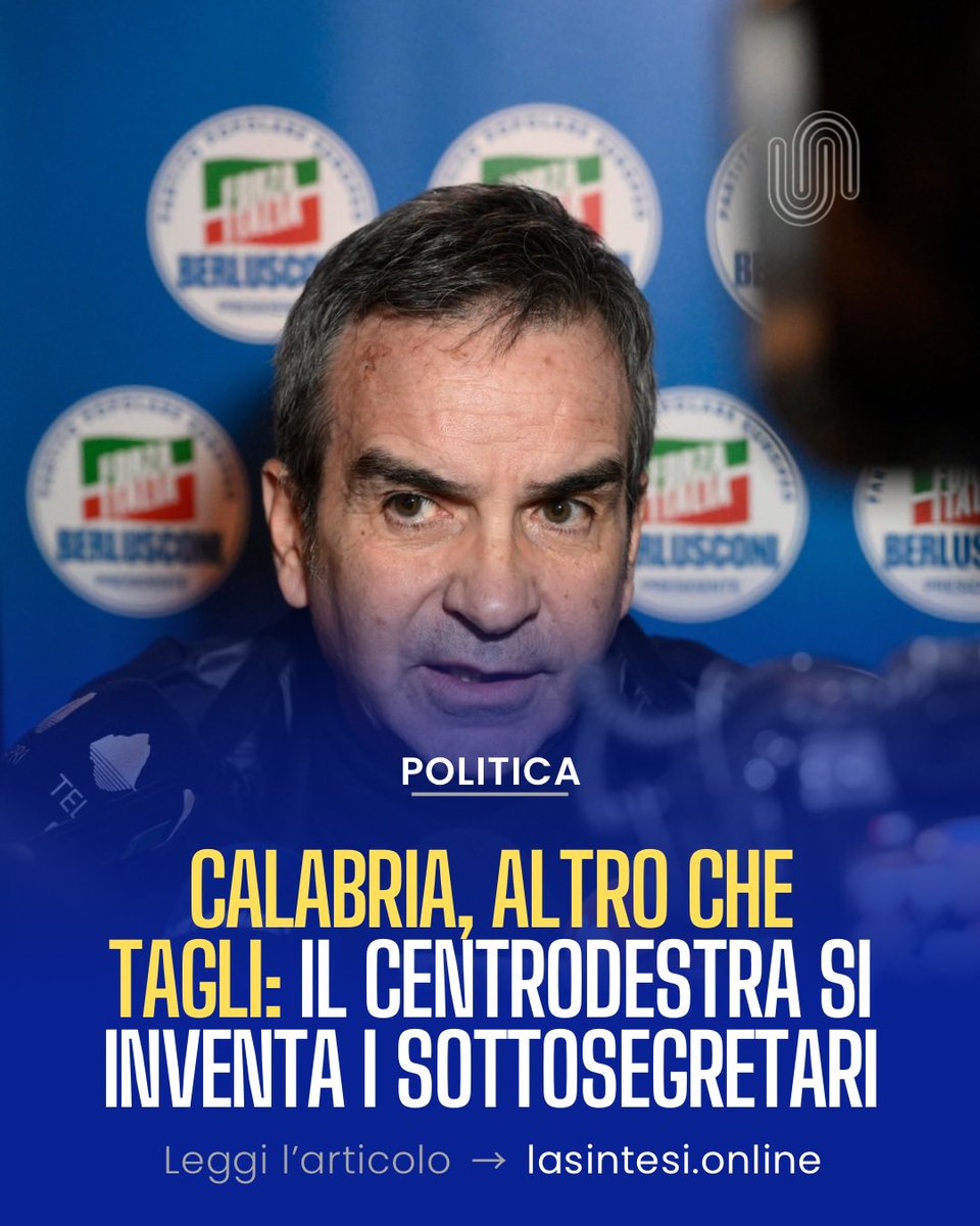 LaSintesiItalia's tweet photo. In Calabria la politica sceglie di allargare la giunta. Con il nuovo statuto regionale tornano i sottosegretari alla Presidenza, figure cancellate in passato e ora rimesse in campo dal centrodestra.
Leggi l’articolo completo su #LaSintesi 👉 https://t.co/k9QGSIl3N0 https://t.co/iPZXqXAJnL