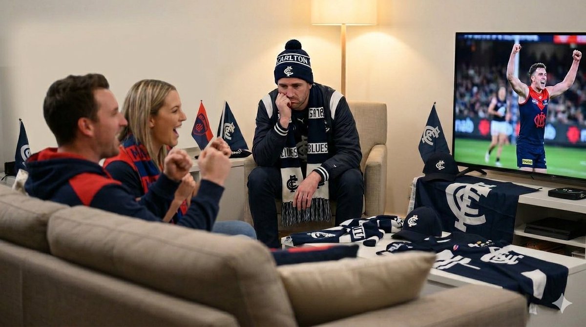 AngryFou's tweet photo. Carlton fans must watch their team from the “cuck” chair each week. #aflbluesdees #humiliation https://t.co/TVtvRc0p4h
