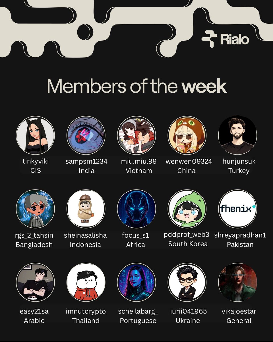 onchainakku's tweet photo. Hey Rialo fam ...
This week we are giving a shoutout to some incredible community members who truly stood out!
From helping newcomers get started to sparking meaningful discussions and staying consistently active your energy across both global and regional spaces has been amazing to see.
Your efforts do not go unnoticed. Big respect and appreciation for the impact you have made this week 
Keep showing up keep building and keep inspiring  you could be featured next!