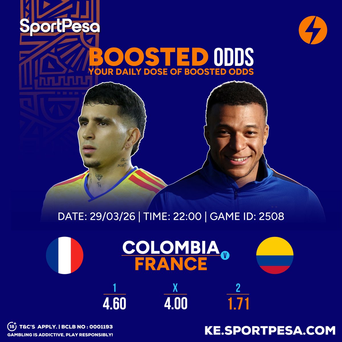SportPesa's tweet image. After taking down Brazil, France 🇫🇷 looks to finish their US tour strong against a dangerous Colombia 🇨🇴 side!

Unaonaje, watawezana?

Seti, ODDS tume-BOOST ajab!📲 spp.ke/47ubrIT

#MakeItCount